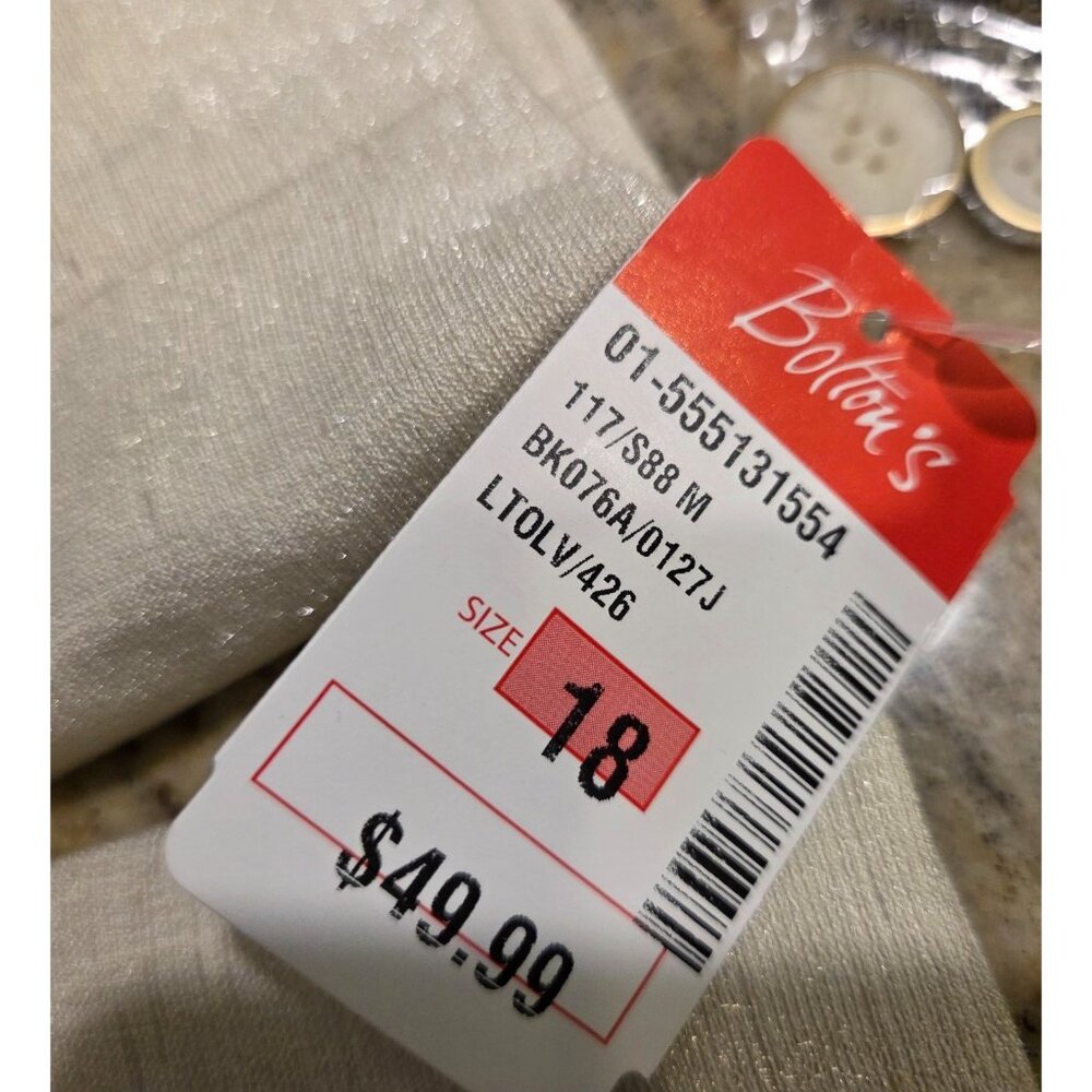 New! Albert Nipon Two Piece Light Green Skirt Set Suit Size 18W Sparkle 3 Button - Picture 15 of 16